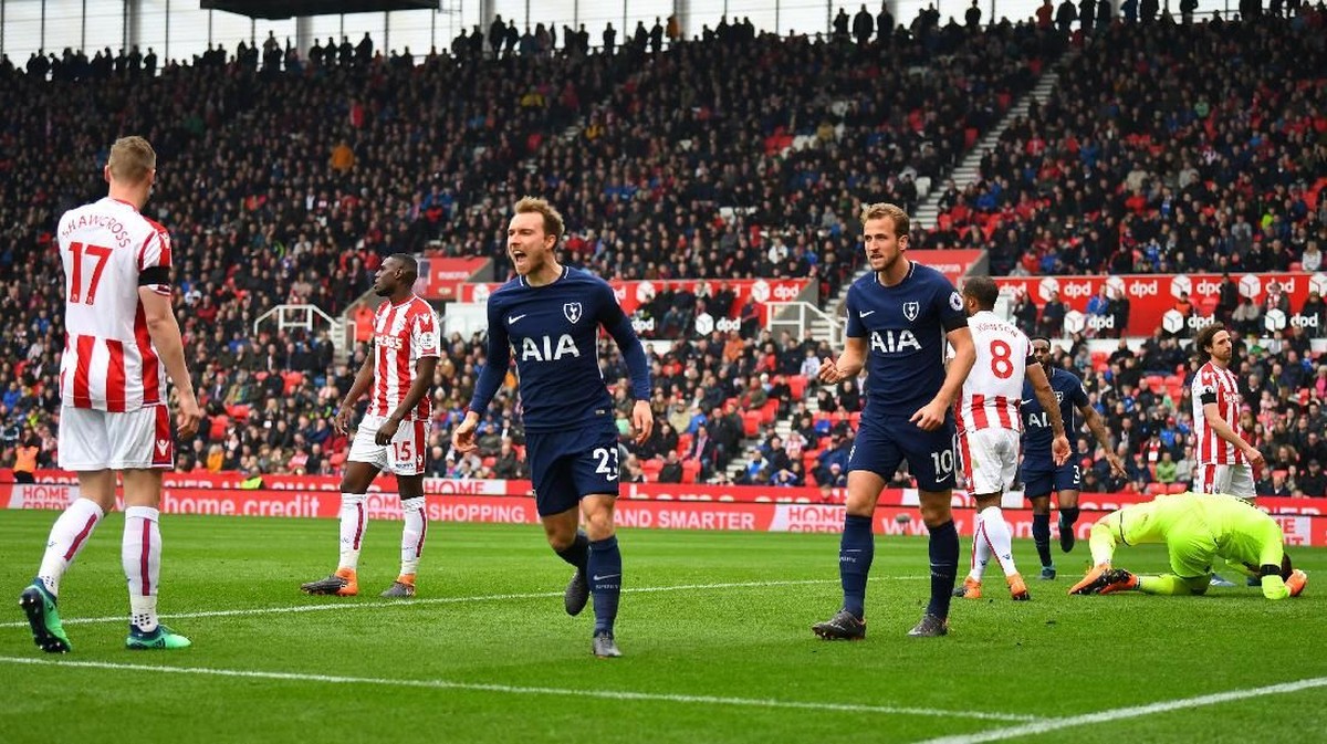 Tottenham Hotspur menang 2-1 atas Stoke City berkat dua gol Christian Eriksen (Foto: Dylan Martinez/Reuters)