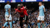 Dua gol Pogba ini seakan membungkam City dan juga para pendukungnya yang sudah kadung merencanakan pesta juara. Pogba juga menyudahi puasa golnya. (Russell Cheyne/REUTERS)
