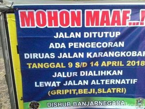 Ada Pengecoran, Jalur Utama Banjarnegara-Dieng Ditutup 6 Hari