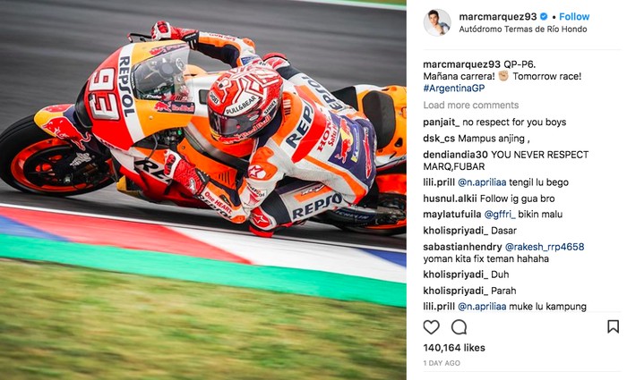 Instagram Marc Marquez Banjir Hujatan Netizen Indonesia