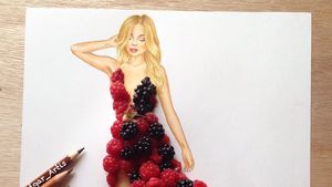 Unik! 10 Sketsa Gaun Ini Dihias Pakai Bahan Makanan