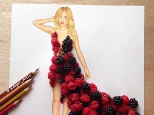 Unik! 10 Sketsa Gaun Ini Dihias Pakai Bahan Makanan