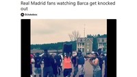 Sementara itu, tersingkirnya Barcelona tentunya disambut gembira oleh kubu rival terbesarnya, Real Madrid. (Foto: Screenshot Twitter)