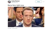Bisa jadi, akan banyak pemandangan fans Barcelona beraktivitas dengan tatapan kosong seperti Marc Zuckerberg di atas pada hari ini. (Foto: Screenshot Twitter)