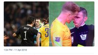 Kasih Penalti dan Usir Buffon, Wasit Jadi Bulan-bulanan Meme