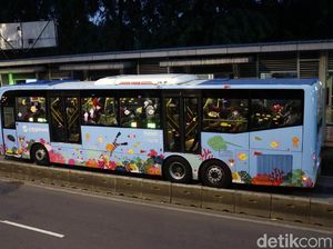 Lucu, Badan Busway Ini Bergambar Ekosistem Laut