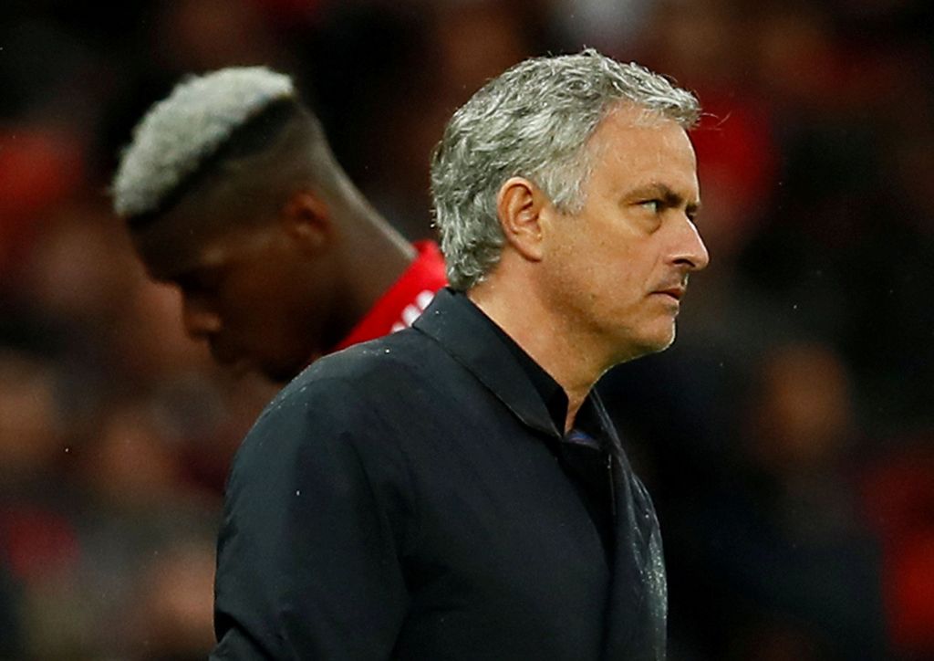 Soccer Football - Premier League - Manchester United vs West Bromwich Albion - Old Trafford, Manchester, Britain - April 15, 2018   Manchester United manager Jose Mourinho as Paul Pogba is substituted       Action Images via Reuters/Jason Cairnduff    EDITORIAL USE ONLY. No use with unauthorized audio, video, data, fixture lists, club/league logos or 