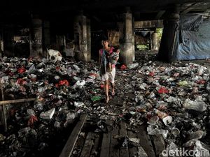 Potret Tumpukan Sampah di Kolong Tol Tanjung Priok