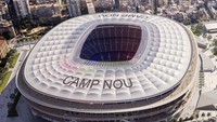 Inilah rancangan wajah baru Camp Nou. Perubahan besar terlihat jika dibandingkan dengan wajah stadion tersebut saat ini. (Instagram @fcbarcelona)