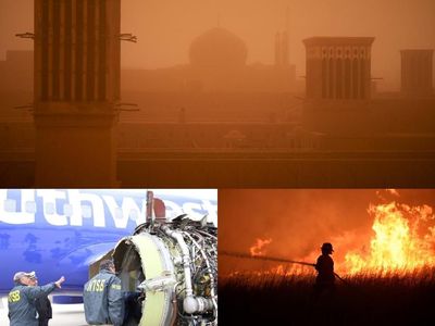 Riuh Dunia dalam Gambar: Mesin Pesawat Meledak, Badai Pasir Iran