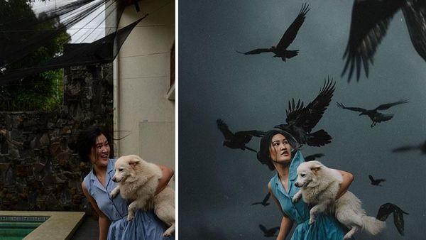 Jago Photoshop, Foto Wanita di Halaman Rumah Ini Jadi Keren Banget