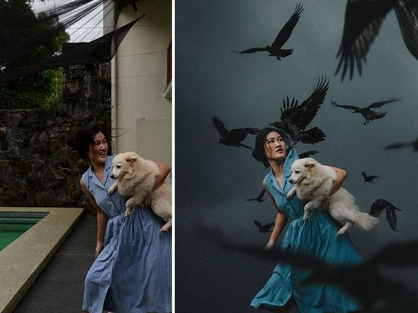 Jago Photoshop, Foto Wanita di Halaman Rumah Ini Jadi Keren Banget