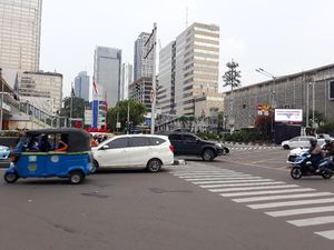 Foto: Lalin Thamrin yang Sempat Macet karena Syuting Film Foto: Lalin Thamrin yang Sempat Macet karena Syuting Film