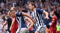 Pemain West Brom merayakan gol Livermore. Gol itu juga melecut semangat The Baggies. (Foto: Laurence Griffiths/Getty Images)