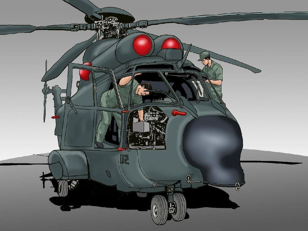 Tukang Bengkel Helikopter Tempur TNI Angkatan Udara