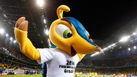 Nama maskot Piala Dunia 2014 ini terdiri dari enam huruf, diawali dengan huruf F dan diakhiri huruf O. Ayo tebak siapa? Foto: Clive Rose/Getty Images