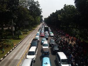 Penampakan Macet di Jalan Merdeka Barat Efek Kegiatan di Monas