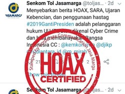 Akun Senkom Cuit soal #2019GantiPresiden, Jasa Marga: Hoax!