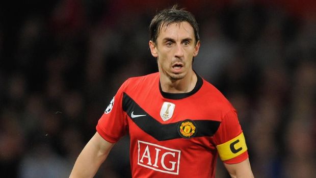 Gary Neville saat menjadi kapten Manchester United