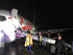 Roda Depan Lion Air Patah Saat Tergelincir di Gorontalo