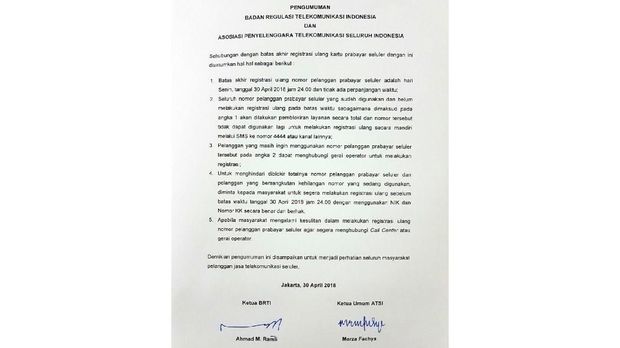 ATSI Beri Opsi 'Terakhir' Registrasi Kartu Prabayar