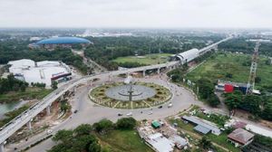 Meliuk-liuk, LRT Palembang Megah Dilihat dari Udara