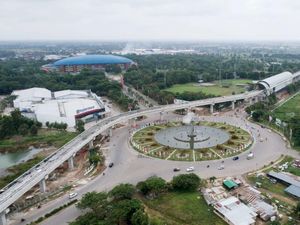 Meliuk-liuk, LRT Palembang Megah Dilihat dari Udara