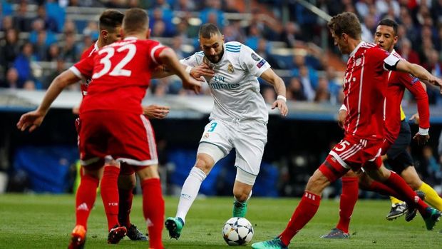 Karim Benzema mencetak dua gol pada pertandingan leg kedua semifinal Liga Champions menghadapi Bayern Munchen.