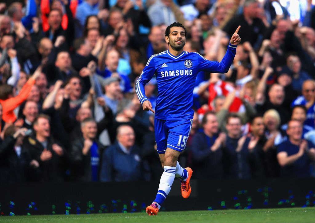 LONDON, ENGLAND - MARCH 22:  Mohamed Salah of Chelsea celebrates scoring their sixth goal uring the Barclays Premier League match between Chelsea and Arsenal at Stamford Bridge on March 22, 2014 in London, England.  (Photo by Richard Heathcote/Getty Images)