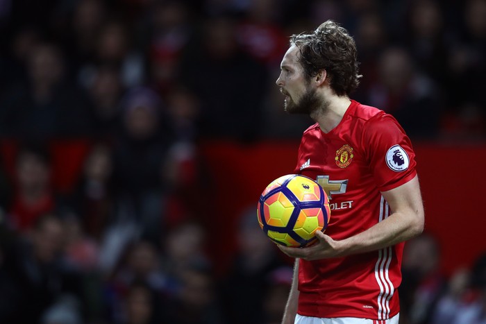 Daley Blind MANCHESTER, ENGLAND - FEBRUARY 01: Daley Blind of Manchester United looks on during the Premier League match between Manchester United and Hull City at Old Trafford on February 1, 2017 in Manchester, England. (Photo by Clive Mason/Getty Images)