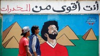Mural Salah pun kini bertebaran hampir di seluruh penjuru kota Kairo dan juga Mesir. (Amr Abdallah Dalsh/Reuters)