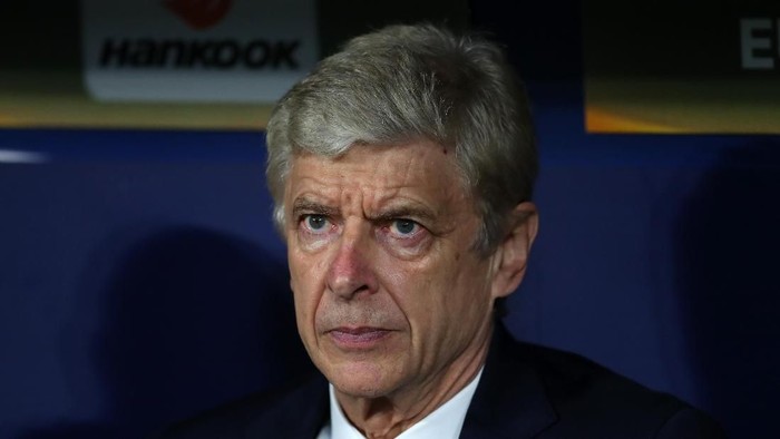 MADRID, SPAIN - MAY 03: Arsene Wenger manager / head coach of Arsenal during the UEFA Europa League Semi Final second leg match between Atletico Madrid  and Arsenal FC at Estadio Wanda Metropolitano on May 3, 2018 in Madrid, Spain. (Photo by Catherine Ivill/Getty Images)
