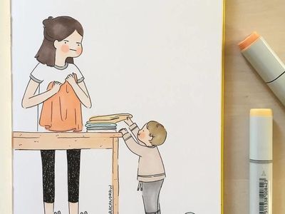 10 Ilustrasi Manis Gambarkan Momen Ibu Urus Buah Hati Kecilnya