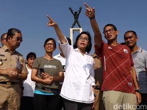 Duet Sri Mulyani dan Sandiaga Uno Cek Lapangan Banteng