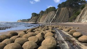 Foto: Pantai Ini Penuh Bola Bowling