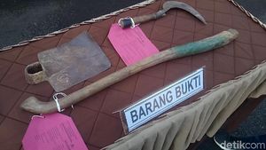 Foto: Penampakan Cangkul Maut Dipakai Pria Bantai Ibu-Istri