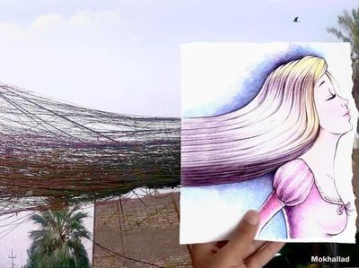 Kreatif! Perpaduan Benda Nyata dengan Lukisan