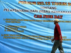 Spanduk Imbauan Pergub Mejeng di CFD