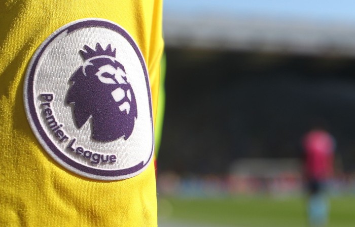 WATFORD, ENGLAND - MAY 05: Detail of the Premier League logo on the shirt of a fan during the Premier League match between Watford and Newcastle United at Vicarage Road on May 5, 2018 in Watford, England. (Photo by Catherine Ivill/Getty Images)