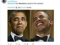 Kekalahan Barcelona jadi bahan tertawaan fans Real Madrid dan Levante (ist.)