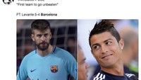 Gerard Pique pernah bilang kalau tak terkalahkan di La Liga lebih baik ketimbang jadi juara Liga Champions. Tapi ternyata Barcelona menelan kekalahan (ist.)
