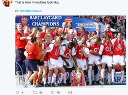 Barcelona harus meniru Arsenal, yang pernah menuntaskan Liga Inggris tanpa terkalahkan di 2004. (ist.)