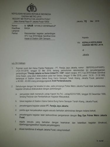 Izin Keluar, Laga Persija Vs Home United Digelar