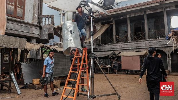 Set lokasi serial HBO, 'Grisse' di Batam, 14 Mei 2018. (CNN Indonesia/Endro Priherdityo)