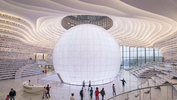 Kerennya Perpustakaan di China yang Mirip Stasiun Luar Angkasa