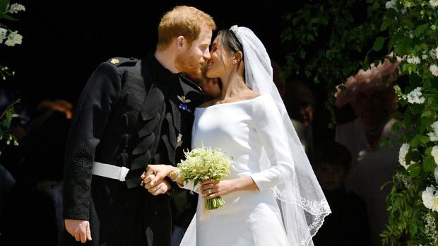 Meghan Markle di hari pernikahan dengan Pangeran Harry.