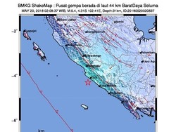 Gempa 5,4 SR Guncang Bengkulu