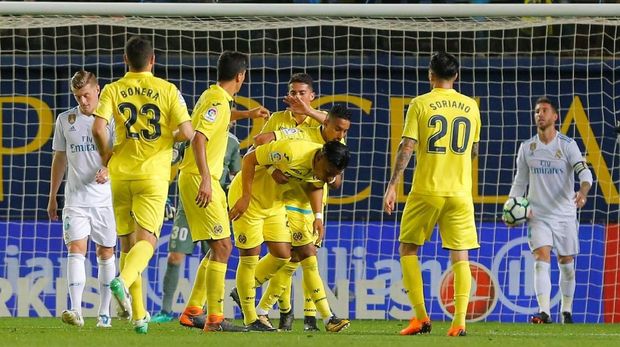 Villarreal mencetak dua gol di babak kedua ketika menghadapi Real Madrid, Sabtu (19/5).