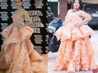 Bikin Ngakak! Wanita Ini Tiru Gaun Selebriti dengan Durian hingga Kerupuk Udang
