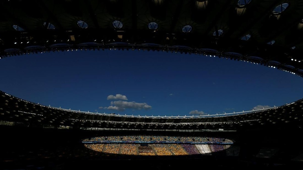 Sempat ada ancaman bom jelang final Liga Champions antara Real Madrid vs Liverpool di Stadion NSC Olimpyskiy, Kiev, Ukraina. (Kota Kie Foto: Andrew Boyers/REUTERS)